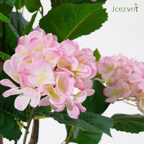Artificial Hydrangea Tree 2 Pack, 3FT Faux Hydrangea Plant in Pot with Pink Flowers, Greenery Potted Plant for Indoor Outdoor Office Home Porch Decor, Pink - Image 2