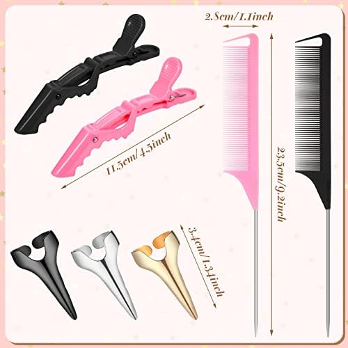 Patelai 27 Pcs Hair Braiding Tools Hair Parting Ring,Pink, Black - Image 2