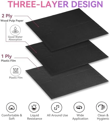 Makartt 50 Pcs Black Foldable Nail Mats, 3-Ply Waterproof Disposable - Image 4