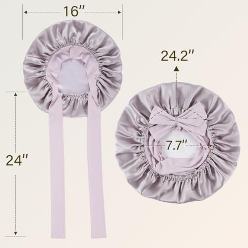 ZIMASILK 100% Mulberry Silk Bonnet for Sleeping Women Hair, Large, Purple - Image 5