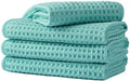 Microfiber Waffle Face Towels, 4 Pieces, Soft, Absorbent, Fast Drying, Lint Free 430 GSM (Turquoise) by Unknown