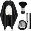 FEBSNOW Black Barber Cape with See Through Window and Neck Duster Brush by HOMECRAFTBEAUTYBABY