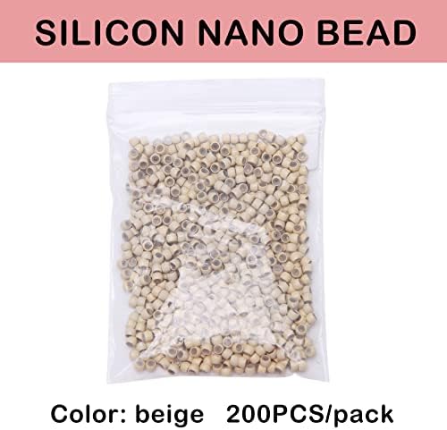 Hairro Silicone Nano Ring Beads 200pcs 3mm For Nano Link Hair Kertain Human Hair Extensions Beige - Image 3