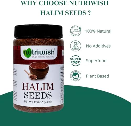 Nutriwish Natural Halim Seeds | 17.6 oz (500 g) | Pure & Natural Garden Cress | Safe & Beneficial Aliv Seeds | Halim Aliv Garden Cress Seeds for Eating | No Additives | High Protein Snack | - Image 2