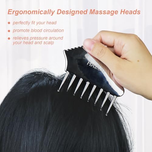 Portable Stainless Steel Scalp Massager - Guasha Scraping Tool for Head, Neck, Shoulders, Legs & Arms - Ideal for Soothing Relief (Comb Shape) - Image 3