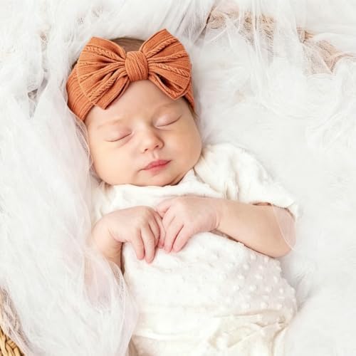 Baby Bows Headbands Soft Nylon Handmade Hair Accessories for Newborn Infant Toddler Kids (3 Black Purple Brown, Large) - Image 6
