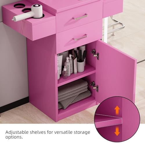 4ever2buy Salon Station for Hair Stylist, Pink Barber Hair Salon Station - Image 4