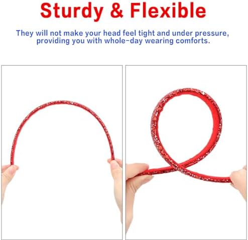 Headbands for Girls, 3 Pack Glitter Red White Blue Girls Headbands - Image 6