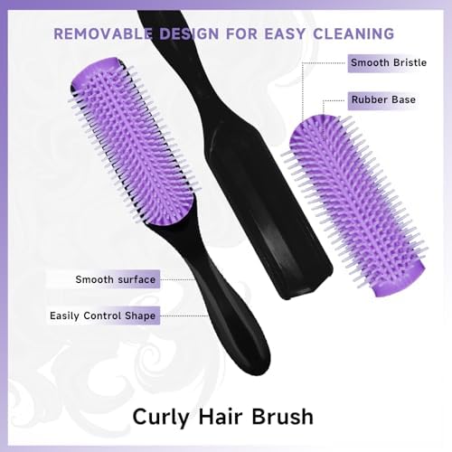 11-Piece Hair Brush Set with Detangling Brush and Hair Spray Bottle, Purple - Image 3