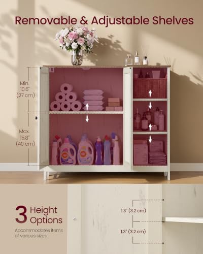 VASAGLE Bathroom Floor Cabinet, 3 Adjustable Shelves, Honey Brown - Image 5