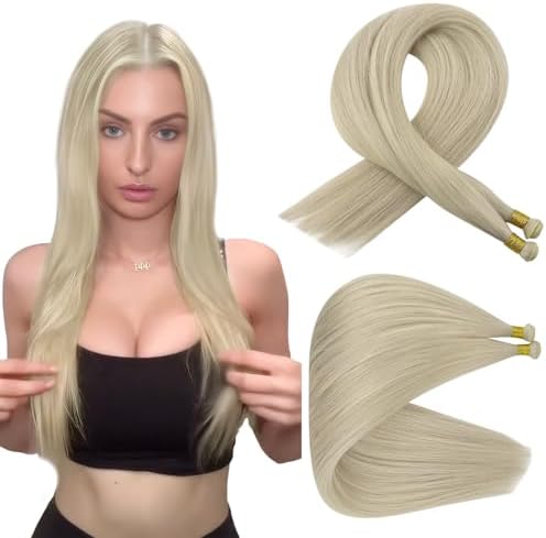 Full Shine Genius Weft Hair Extensions Human Hair Sew In Extensions Color Platinum Blonde Hair Extensions Sew In Remy Hair For Women 20 Inch 25G by FullShine