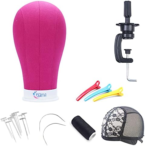 EERYA 23 Inch Wig Head Stand Set for Wig Making Display Styling Training by Eerya