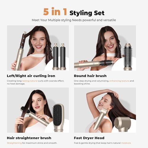 OKWRAP 5-in-1 Hot Air Styler & Blow Dryer Brush Set - 700W Gentle Temperature Hair Multi-Styler with Auto-Wrap Curlers & Round Brush for Fine, Thin, or Damaged Hair, 100-120V US Outlet Only - Image 2