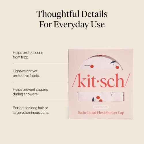 Kitsch Luxury Large Shower Cap for Women - Cherry Print - Image 3