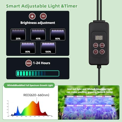 Seed Starting Tray - 60-Cell Self-Watering Tray, Seed Starter Kit LED Grow Light, Timer, Humidity Dome, pH Meter for Plant Germination, Vegetables, Herbs, Flowers - Image 5