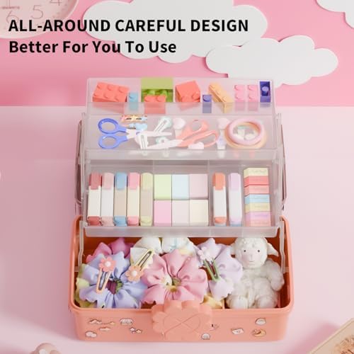 Covetree Three-Layer Multipurpose Storage Box with Handle – Ideal for Hair Accessories, Sewing Supplies, Art Supplies, Medicine, and Tools Organizer for Kids (transparent) - Image 3