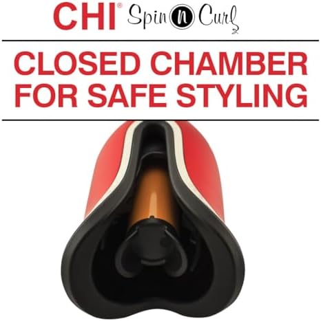 CHI Spin N Curl 1″ Ceramic Rotating Curling Iron, Ruby Red - Image 3