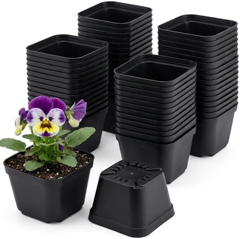 50 Packs Square Nursery Pots for Plants 4 Inch Seedling Pots by Unknown