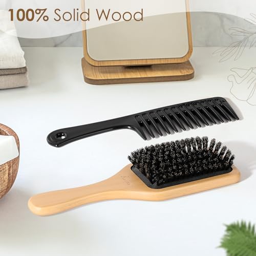Bsisme Hair Brush, Boar Bristle Hair Brushes for Women Men Kid, Natural Bristles Paddle Brush for Thin Fine Hair, Restore Shine and Texture, Enhance Hair Shine and Health - Image 5