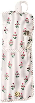 Mary Square Hot Tools Cover - Cottage Stripes Floral Print Heat Resistant Travel Case for Curling Irons and Flat Irons - 4.75 x 12.5 Padded Hair Tool Organizer with Front Cord Pocket by MarySquare