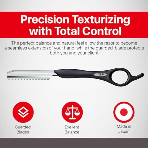 Feather Black 7.25" Styling Razor Handle - Professional Hair Tool - Image 2