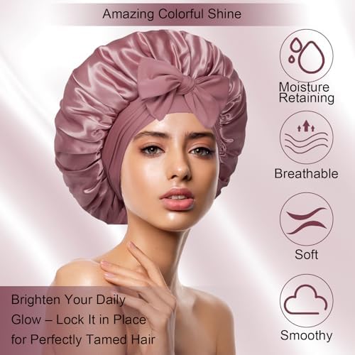 Silk Bonnet for Sleeping Women Satin Cap Reduce Frizz & Hair Breakage - Image 6