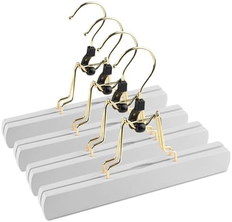 Hair Extension Hanger 4PCS Wooden Storage Holder for Hairpieces Pants Hanger for Clothes Pants Carrier Wig Holder with Double Anti-Slip Stickers by GlamorDove
