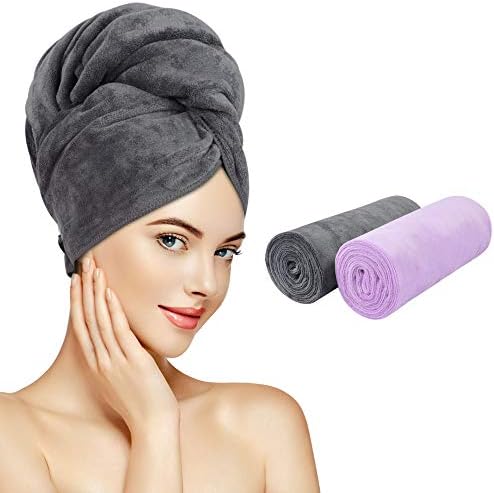 SUNLAND Microfiber Hair Towel 40 X 20 inch 2 Pack Multicolour by SUNLAND