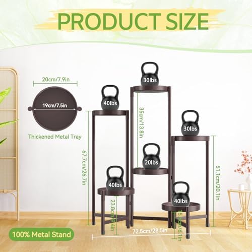 iDavosic.ly Plant Stand Indoor Outdoor, 6 Tier Metal Corner Shelf, Bronze - Image 3