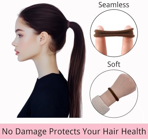 LuSeren 120 Pcs No Damage Hair Ties for Thick Hair, Large Soft Seamless Nylon Hair Elastics for Women, Ponytail Holders, Hair Accessories – Neutral Colors - Image 4