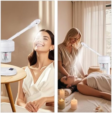 Nano Ionic Facial Steamer, Portable Face Steamer with LCD Screen, Extendable 360° Rotating Arm, Rotatable Nozzle, Hot Mist Function for Personal Care at Home or Salon - Image 6