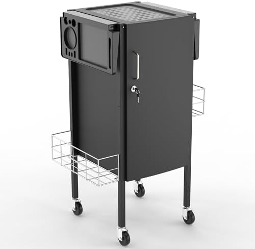 TASALON Upgraded Lockable 5-Tray Metal Salon Cart with 2 Holders & Baskets by TASALON