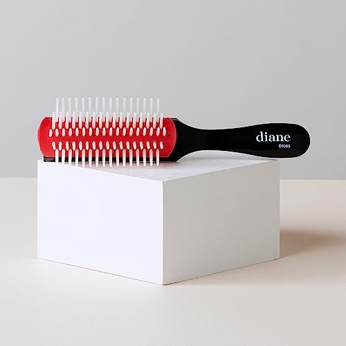 Diane Pro Mini Nylon Pin Styling Hairbrush for Detangling, Separating, Shaping, and Defining Wet or Curly Hair, Heat-Resistant, Anti-Static, Travel Essential, Black/Red - Image 3