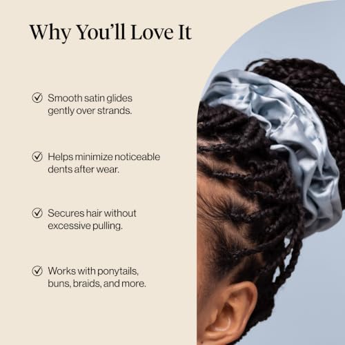 Kitsch Satin Scrunchies for Women | For All Hair Types - Haze Blue, 5pcs - Image 3