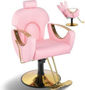 Pink Salon Barber Chair, Reclining Hair Styling Chair for Hair Stylist by Tythical