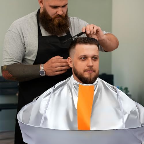Hair Cutting Barbers Cape, Haircut Umbrella Capes for Adults Kids, Adjustable Hairdressing Apron Cape for Hair Cutting (Includes 1PCS Black Comb) - Image 4