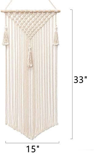 Mkono Macrame Hair Bow Holder Hanging Hair Clips Hanger Headband Storage Organizer Fringe Boho Wall Decor Tassels Bow Organizer for Baby Girls Room Ornament Gift,Ivory(Clips Not Included) - Image 5
