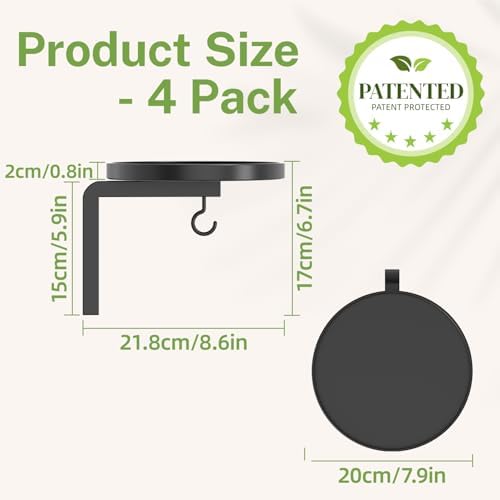 Plant Wall Hanger Holder Set of 4 for Indoor Outdoor, Black - Image 2