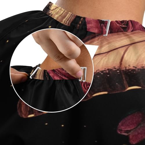 ALAZA Rose Flower Butterfly Barber Cape for Men Women, Waterproof Haircut Apron Beard Shaving Bib Hair Cutting Cloth 55 x 65 Inch - Image 6