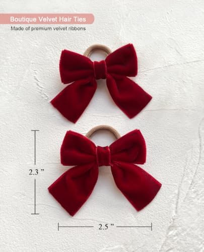 Cherssy Velvet Hair Bow Ties for Girls, 12pcs Toddler Elastic Hair Bands - Image 4