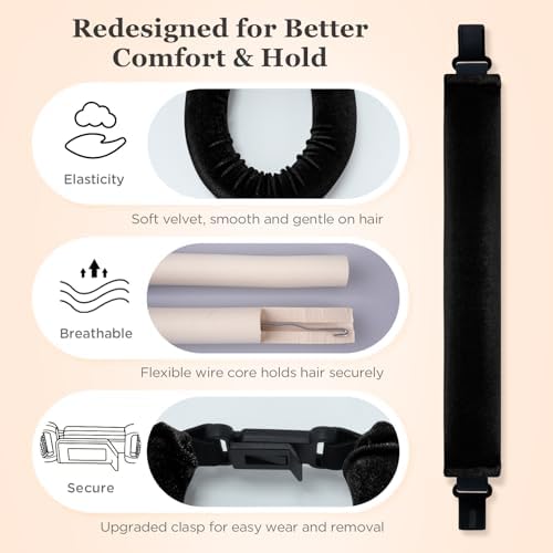 Heatless Hair Curler Set – 4PCS Velvet Overnight Blowout Rods for Heatless Curls, Jumbo Flexible Curling Rods to Sleep In, No Heat Curling Tools for Natural Waves and Curls Black - Image 4