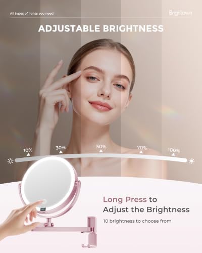 8" Wall Mounted lighted Makeup Mirror,Double Sided 1x/10x Magnifying Mirror - Image 4