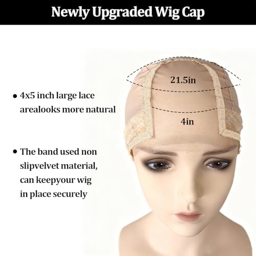 Lace Wig Cap for Women,Non-Slip Wig Cap with Velvet Grip Band, 4x5 Transparent Lace Front Glueless Wig Gripper for Keeping Wigs，Adjustable Elastic Headband（Nude） - Image 3