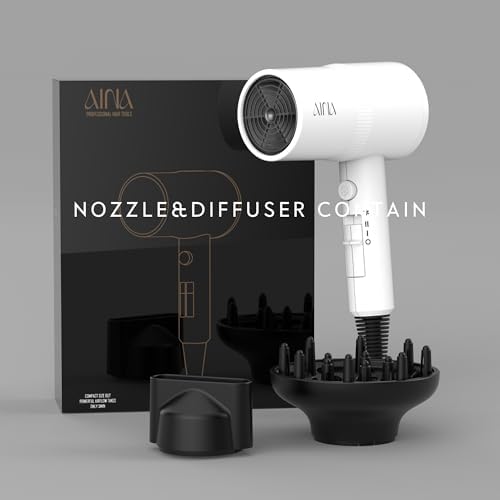 AINA Diffuser Hair Dryer Full-Featured Blow Dryer 110V/1600W(White) - Image 5