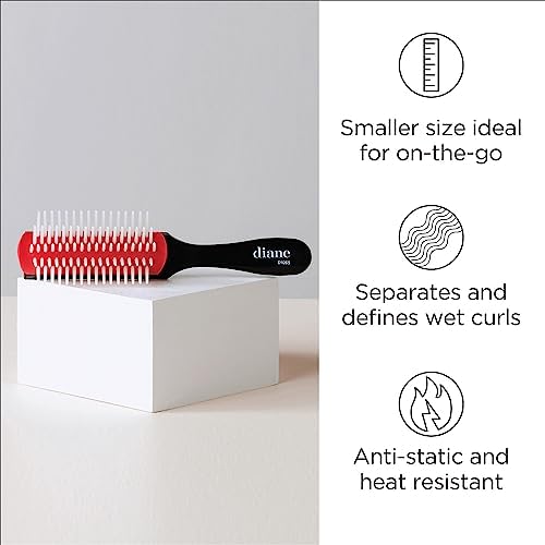 Diane Pro Mini Nylon Pin Styling Hairbrush for Detangling, Separating, Shaping, and Defining Wet or Curly Hair, Heat-Resistant, Anti-Static, Travel Essential, Black/Red - Image 2