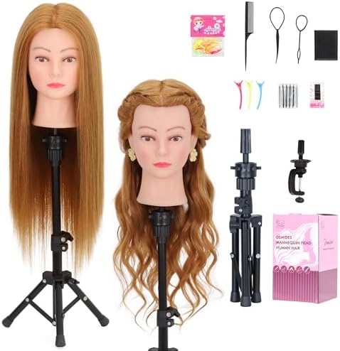 Mannequin Head with Stand 26-28", 80% Human Hair by Demides