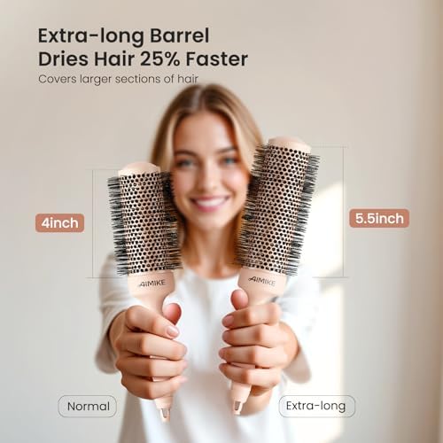 AIMIKE Round Brush for Blow Out, Extra Long Round Hair Brush -1.7" Barrel - Image 3
