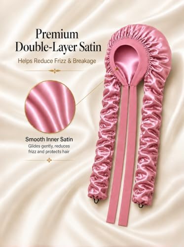 Double Layer Slik Like Satin Bonnet, 33-43" XXL Bonnet for Braids Long Hair - Image 3