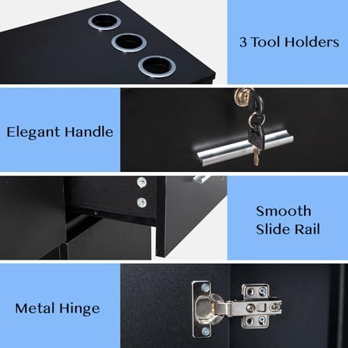 Winado Wall Mount Barber Salon Station, Makeup Vanity Desk with Cabinet - Image 4