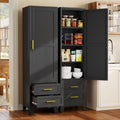 Tall Metal Narrow Storage Cabinet 67" H with 2 Drawer, Black Pantry Cabinets with 3 Adjustable Shelves and Door,Tall Bathroom Cabinet for Kitchen, Home Office, Living Room, Dining Room by BAOLIWO